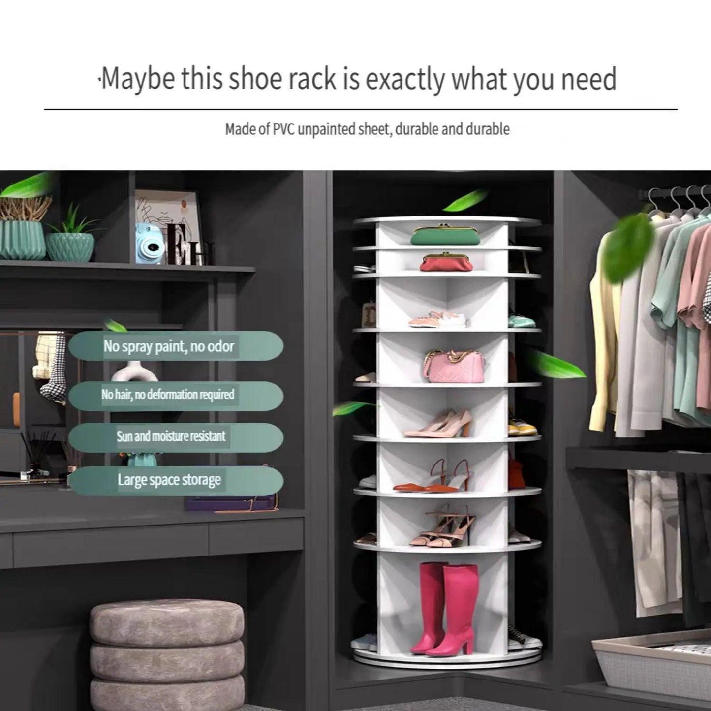 8 Tier Rotating Shoe Rack Tower and 360 Spinner