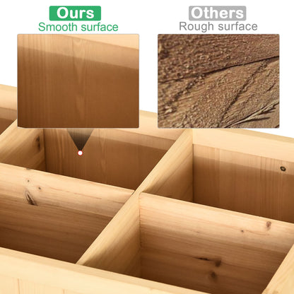 Outsunny 43in wooden raised garden bed with 8-pocket design and built-in shelf, smooth surface on Tampa Home & Garden Store