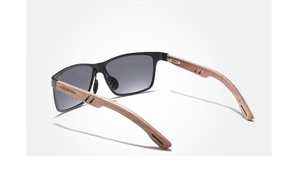 Stevvex bamboo wood sunglasses with polarized mirror lenses, black frame, men's eyewear on Tampa Home & Garden Store