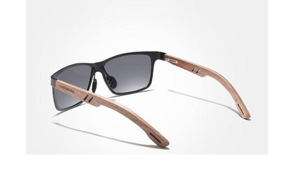 Stevvex bamboo wood sunglasses with polarized mirror lenses, black frame, men's eyewear on Tampa Home & Garden Store