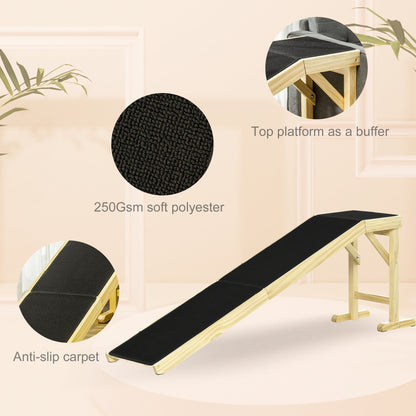 PawHut Dog Ramp for Bed with Non-Slip Carpet, wood frame, black surface, HouseOfZazla on Tampa Home & Garden Store
