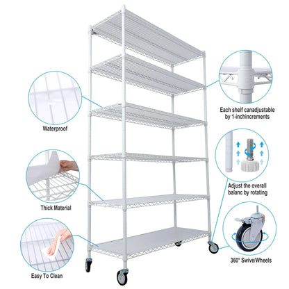 6 Tier NSF Metal Wire Shelving Unit for Storage