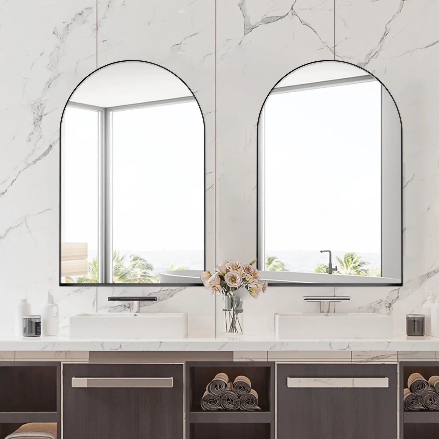 Arched Recessed Medicine Cabinet with Mirror