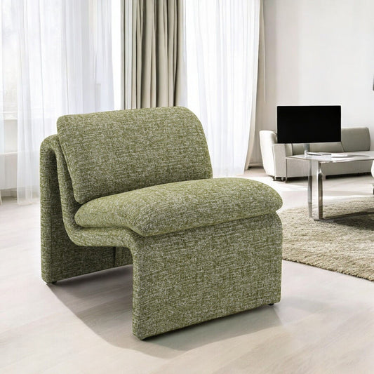 Jaeda curved accent chair olive green textured fabric Unique Piece Furniture on Tampa Home & Garden Store