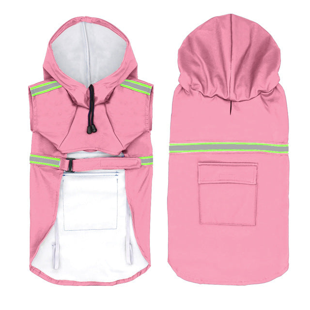 Waterproof Reflective Dog Raincoat pink with lime stripes, hooded, Pet Zen on Tampa Home & Garden Store