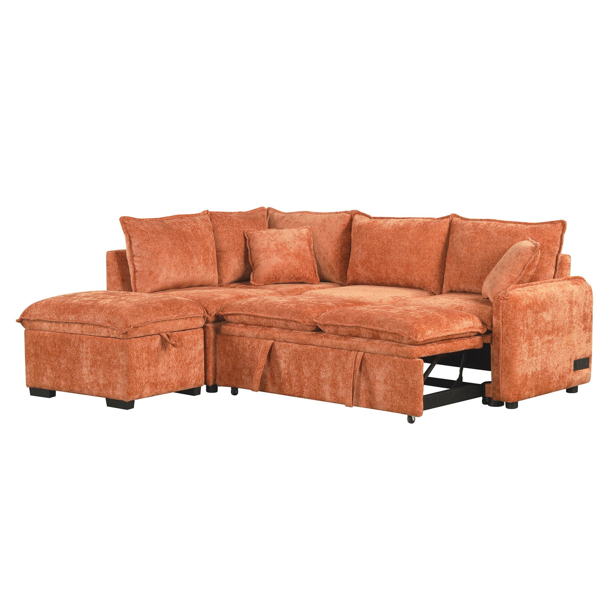 Sleeper sectional sofa in orange with storage ottoman HouseOfZazla on Tampa Home & Garden Store