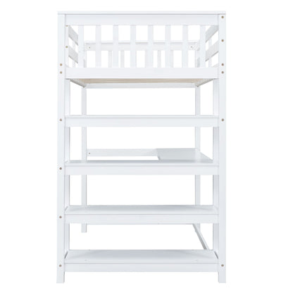 Loft bed with storage shelves and under-bed desk in white by HouseOfZazla on Tampa Home & Garden Store