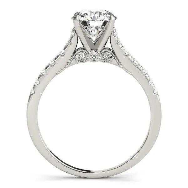 14k white gold diamond engagement ring with single-row pave band and center diamond on Tampa Home & Garden Store