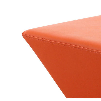 Diamond Accent Ottoman orange faux leather, rectangular accent ottoman with visible stitching on Tampa Home & Garden Store