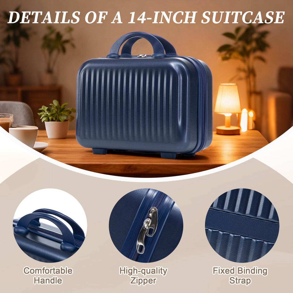 Blue ABS spinner luggage set by HouseOfZazla, 14/20 inch hard shell with grooves, two-piece on Tampa Home & Garden Store
