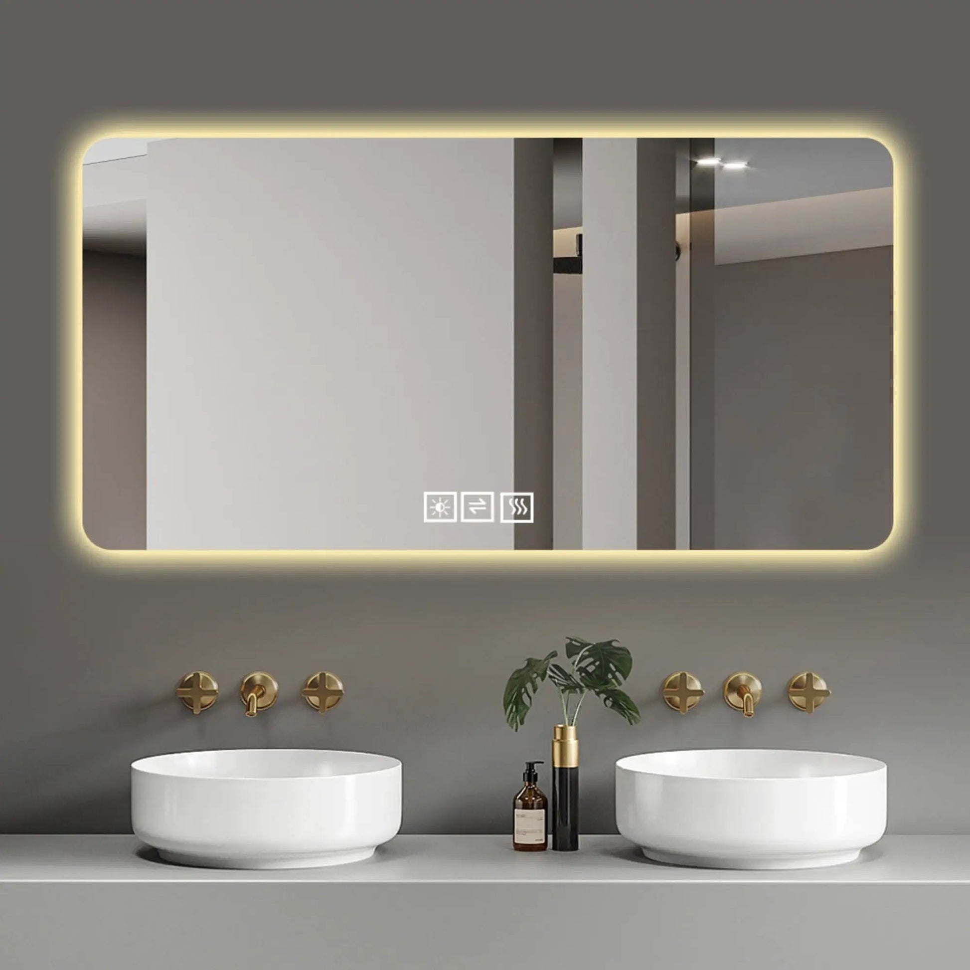 LED Bathroom Mirror with 3 Color Dimmable Backlight by Unique Piece Furniture, wall-mounted on Tampa Home & Garden Store