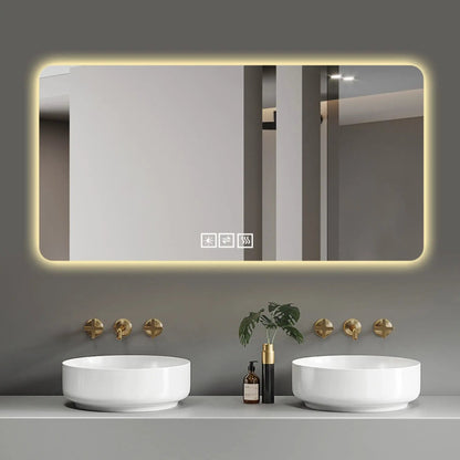 LED Bathroom Mirror with 3 Color Dimmable Backlight by Unique Piece Furniture, wall-mounted on Tampa Home & Garden Store