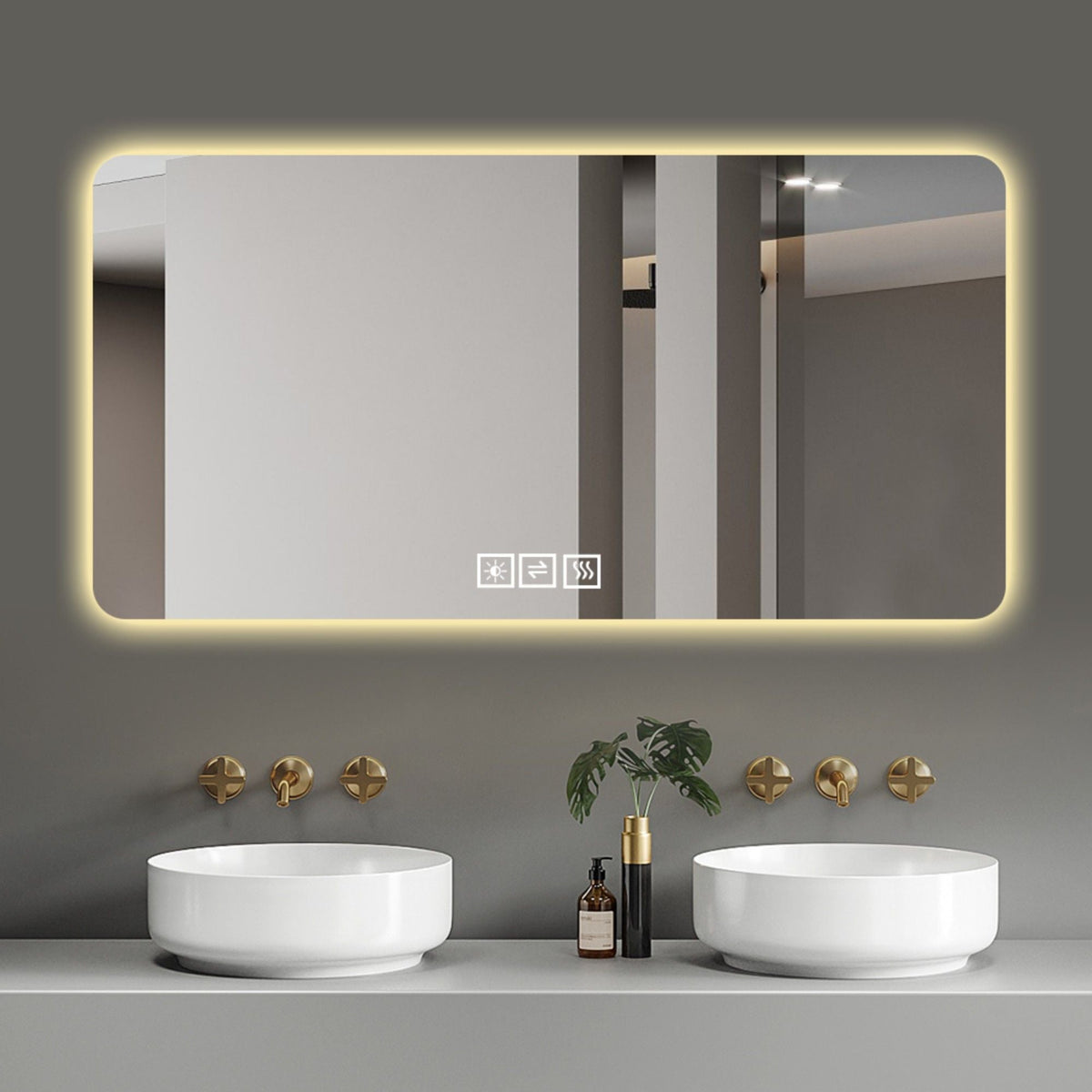 LED bathroom mirror with 3-color dimmable backlight Pearl Silver by HouseOfZazla on Tampa Home & Garden Store