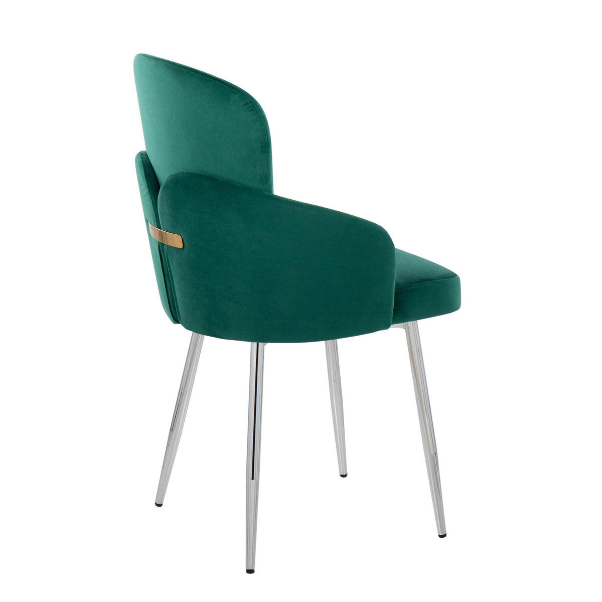 Contemporary dining chair set of 2 with emerald green velvet upholstery and chrome legs on Tampa Home & Garden Store
