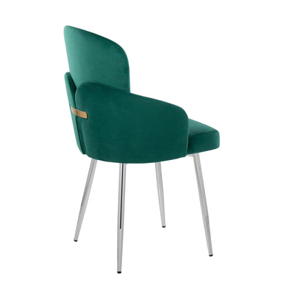 Contemporary dining chair set of 2 with emerald green velvet upholstery and chrome legs on Tampa Home & Garden Store