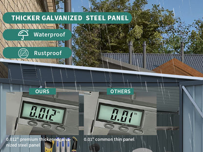 6x8ft Galvanized Steel Shed for Yard and Garden