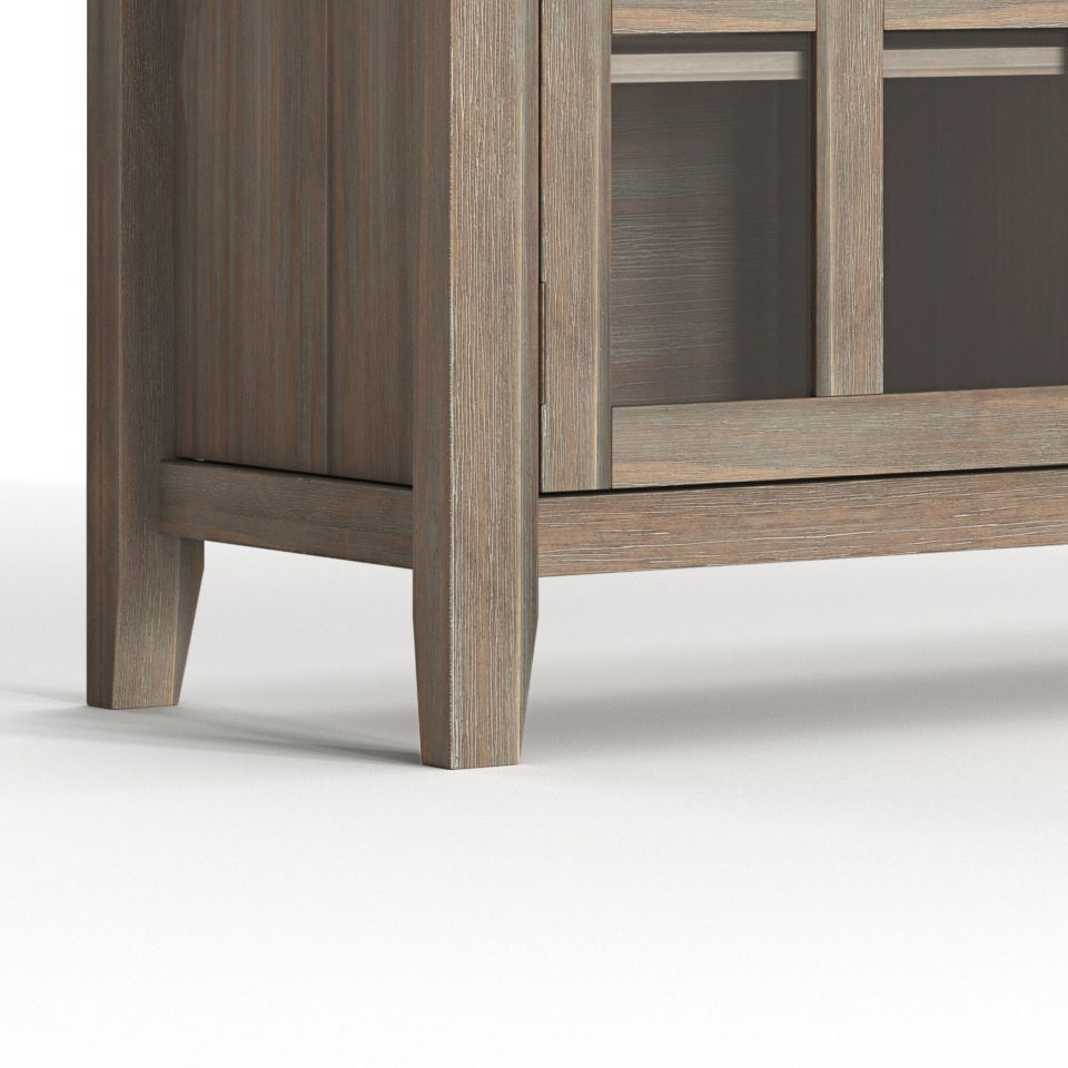 Solid wood sideboard with glass storage, rustic brown finish, HouseOfZazla on Tampa Home & Garden Store