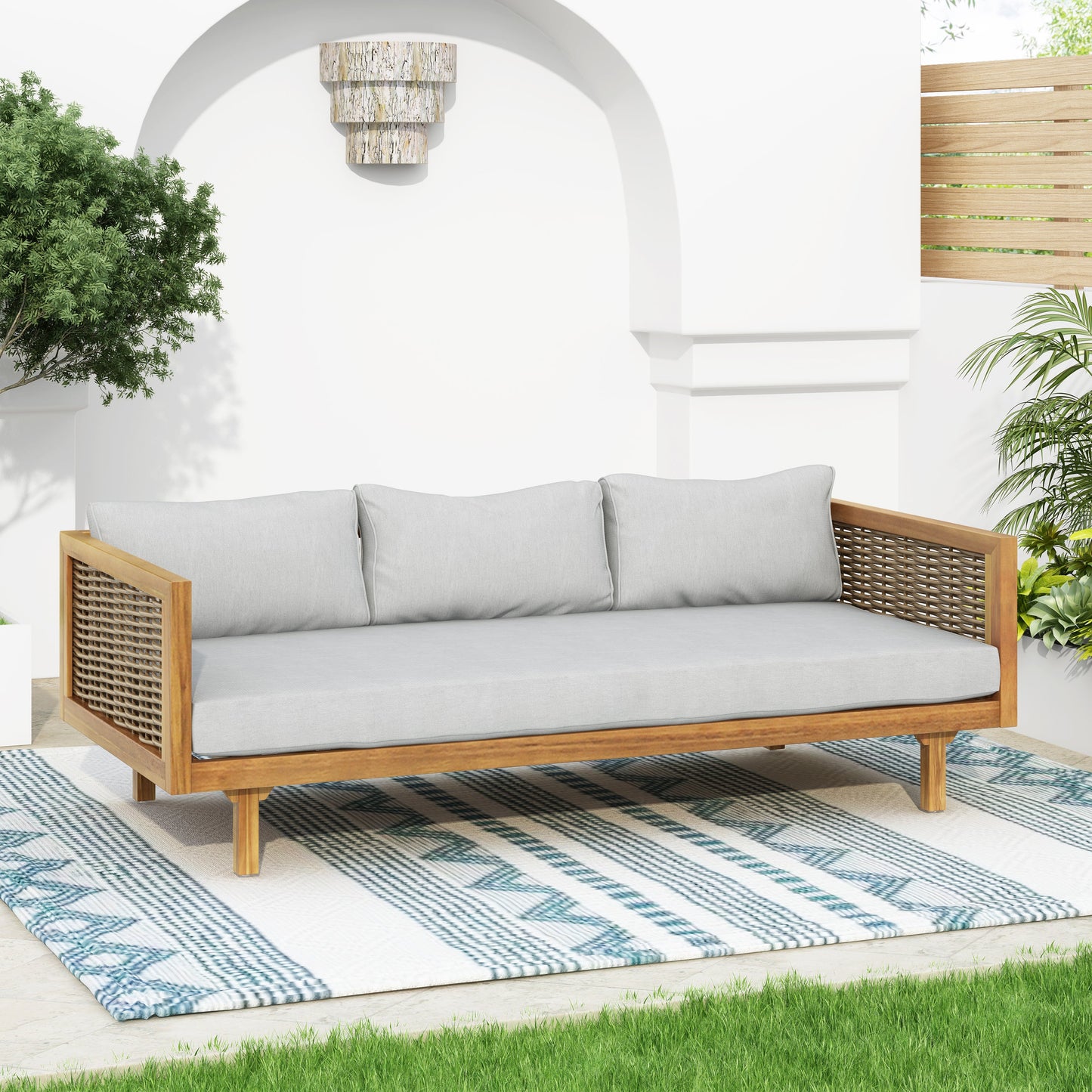 Wicker Outdoor Patio Furniture Set with Daybed