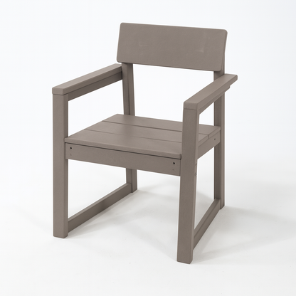 Outdoor HDPE armchair in antique wood color with backrest on Tampa Home & Garden Store