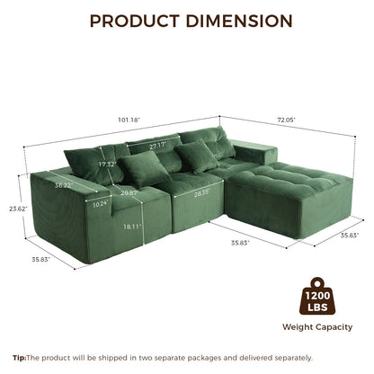 Modern Corduroy and L Shape Modular Sofa