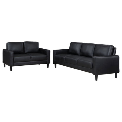 Ruth Two Piece Track Arm Sofa and Black Cushions