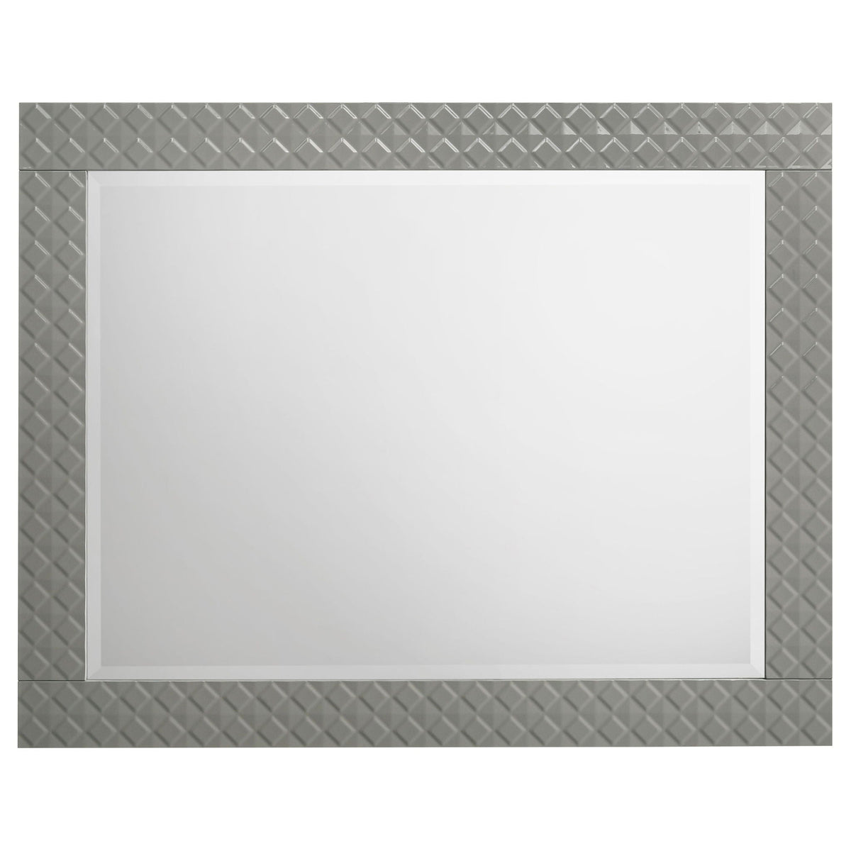 Pierce 4 Piece Bedroom Set with LED Lighting mirrored panel framed by diamond plate metal border on Tampa Home & Garden Store