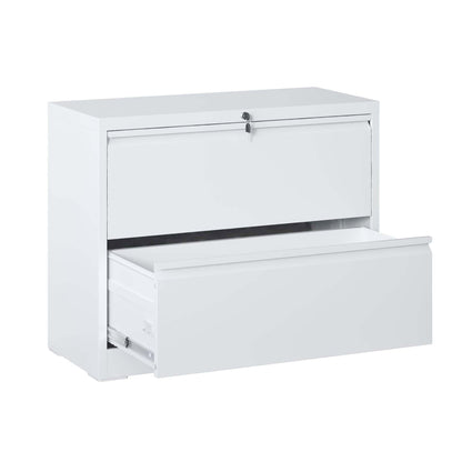 White lateral file cabinet with locking top drawer and anti-tip interlock on Tampa Home & Garden Store