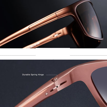 Sunglasses Stevvex rose-gold oversized square with polarized UV400 and durable spring hinge on Tampa Home & Garden Store