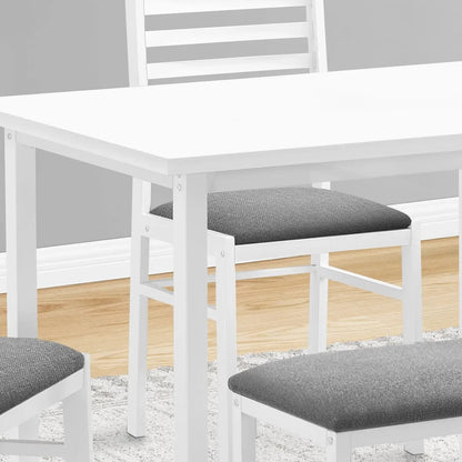 5 Piece Rectangular Dining Set white table with four chairs and gray cushioned seats on Tampa Home & Garden Store