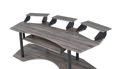 Eleazar Music Recording Studio Desk Wood by HouseOfZazla with four gray elevated shelves on Tampa Home & Garden Store
