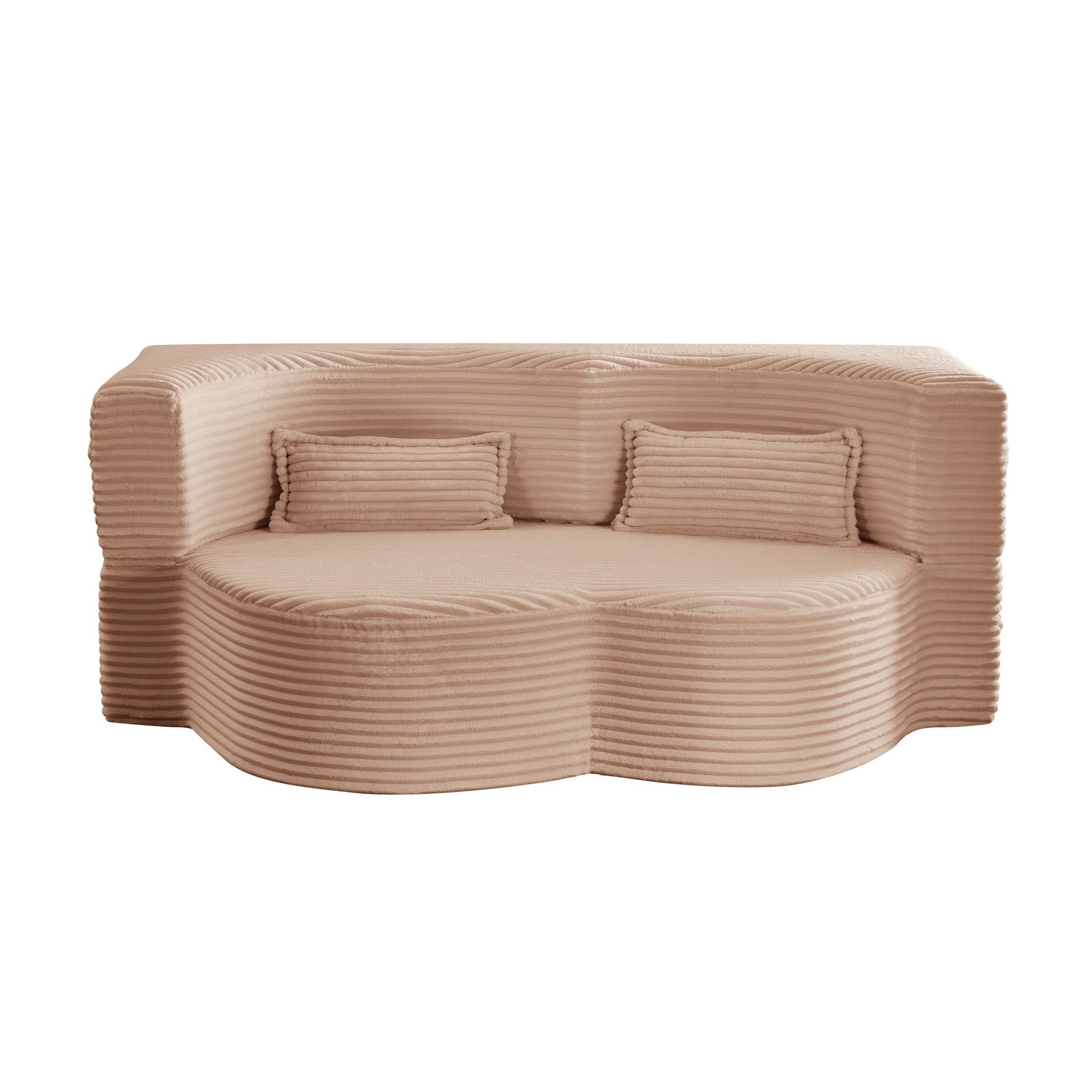 Floor convertible sleeper sofa bed by HouseOfZazla in beige corduroy with 2 pillows on Tampa Home & Garden Store