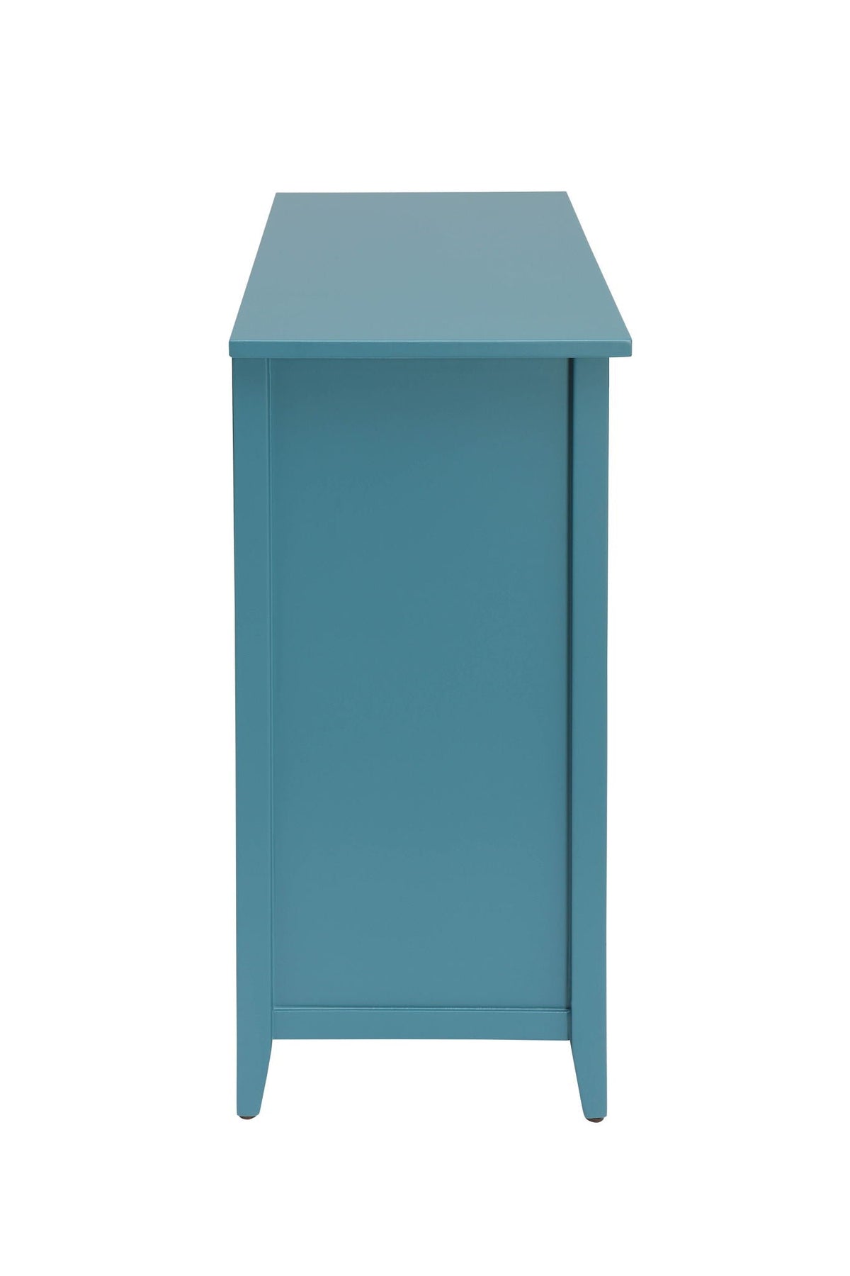 Console cabinet with six storage drawers in teal blue on Tampa Home & Garden Store