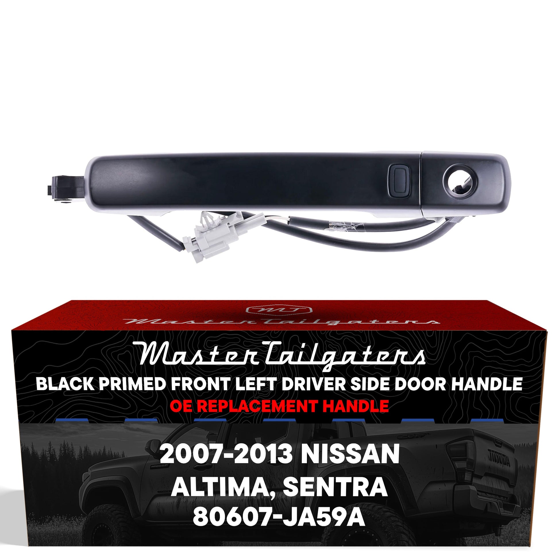 Exterior door handle Black primed front left driver side with keyhole cover Master Tailgaters on Tampa Home & Garden Store