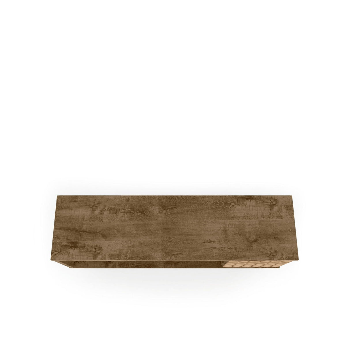 Smart Storage TV Stand top view in dark brown wood with grain texture and solid wood legs on Tampa Home & Garden Store