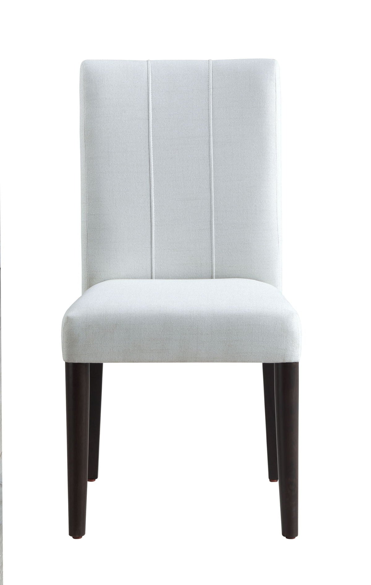 Carena white padded side chair with vertical back channels and dark wood legs HouseOfZazla on Tampa Home & Garden Store