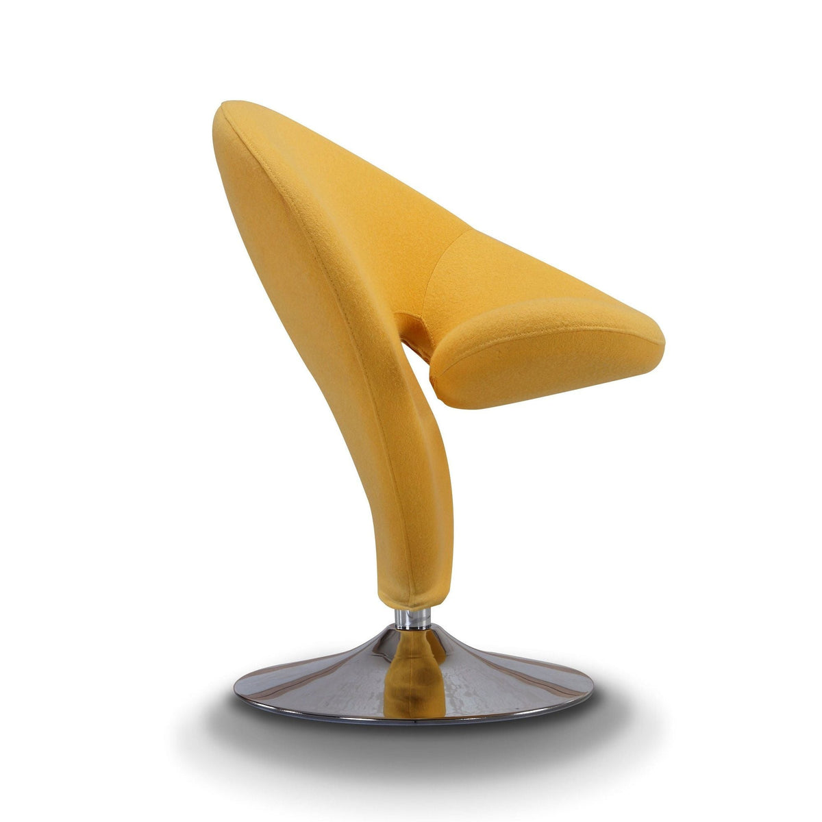 Swivel lounge chair yellow wool blend upholstery with chrome base by HouseOfZazla on Tampa Home & Garden Store