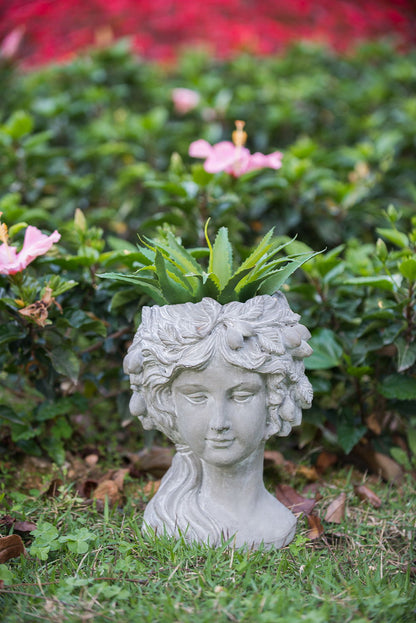 Cement bust wall planter, 8-inch gray, indoor outdoor decor by HouseOfZazla on Tampa Home & Garden Store