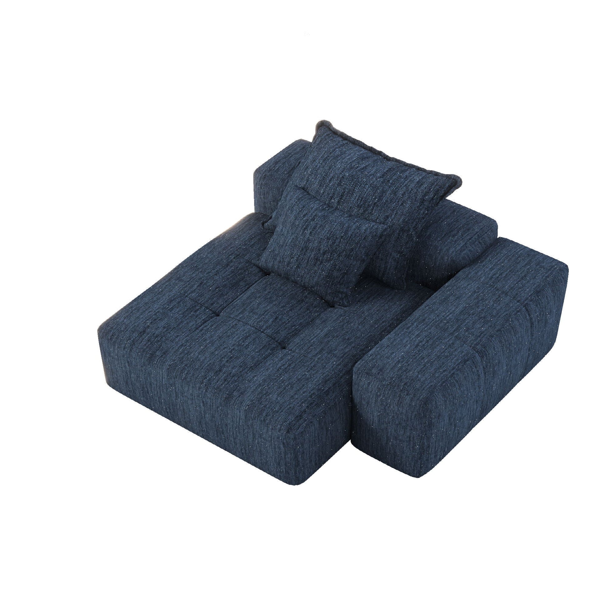 Modular chaise sectional sofa in blue sparkling chenille fabric, oversized, HouseOfZazla on Tampa Home & Garden Store