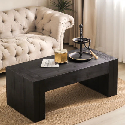 Minimalist Rectangular Center Table in black wood with chunky legs by Unique Piece Furniture on Tampa Home & Garden Store