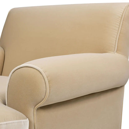Alana Lawson Accent Arm Chair Casters beige upholstered armchair with rounded arms and piping on Tampa Home & Garden Store