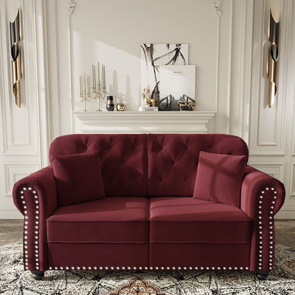 Plush Upholstered Chesterfield Sofa and Nailhead
