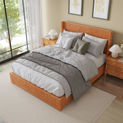 Modern Platform Bed Frame with Tall Headboard