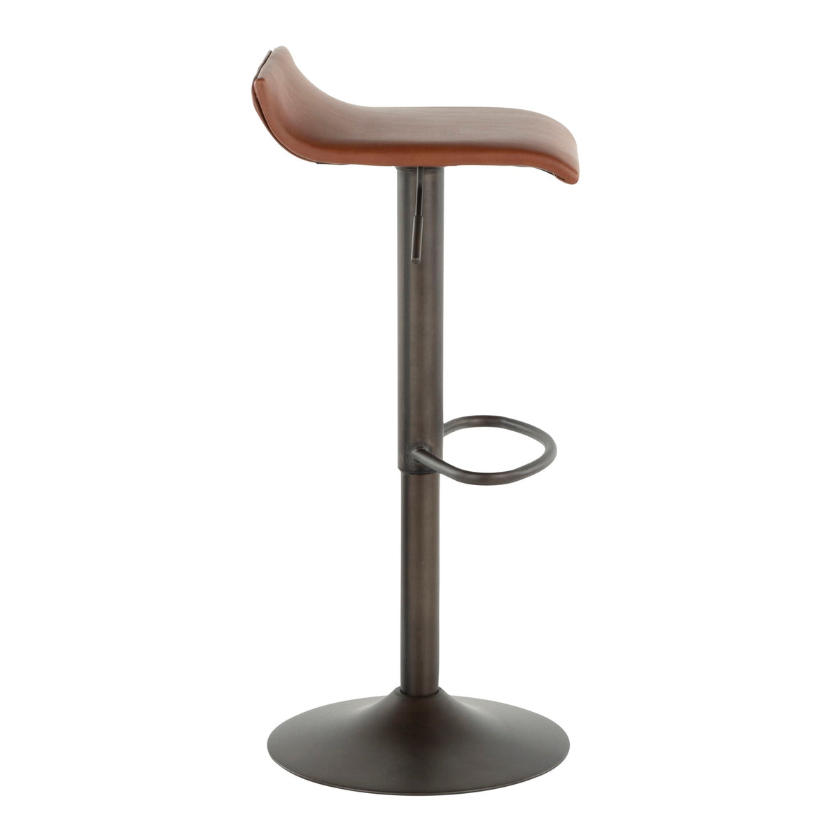 Industrial barstool dark brown leatherette seat on metal stem with adjustable swivel on Tampa Home & Garden Store