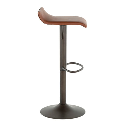 Industrial barstool dark brown leatherette seat on metal stem with adjustable swivel on Tampa Home & Garden Store