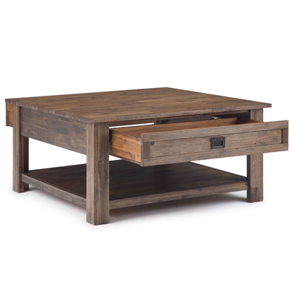 Monroe Solid Acacia Side Table for Living by HouseOfZazla with drawer and lower shelf on Tampa Home & Garden Store