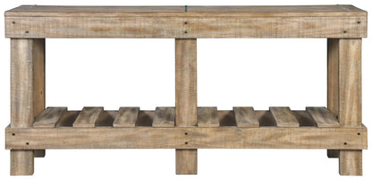 Susandeer Console Sofa Table brown rustic wood with slatted shelf by Unique Piece Furniture on Tampa Home & Garden Store