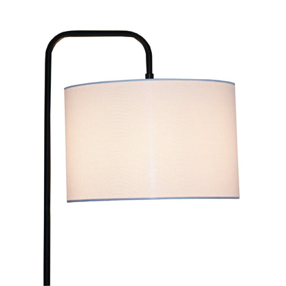 Lior Arc Floor Lamp with Cylinder Shade in black metal, beige fabric shade on Tampa Home & Garden Store
