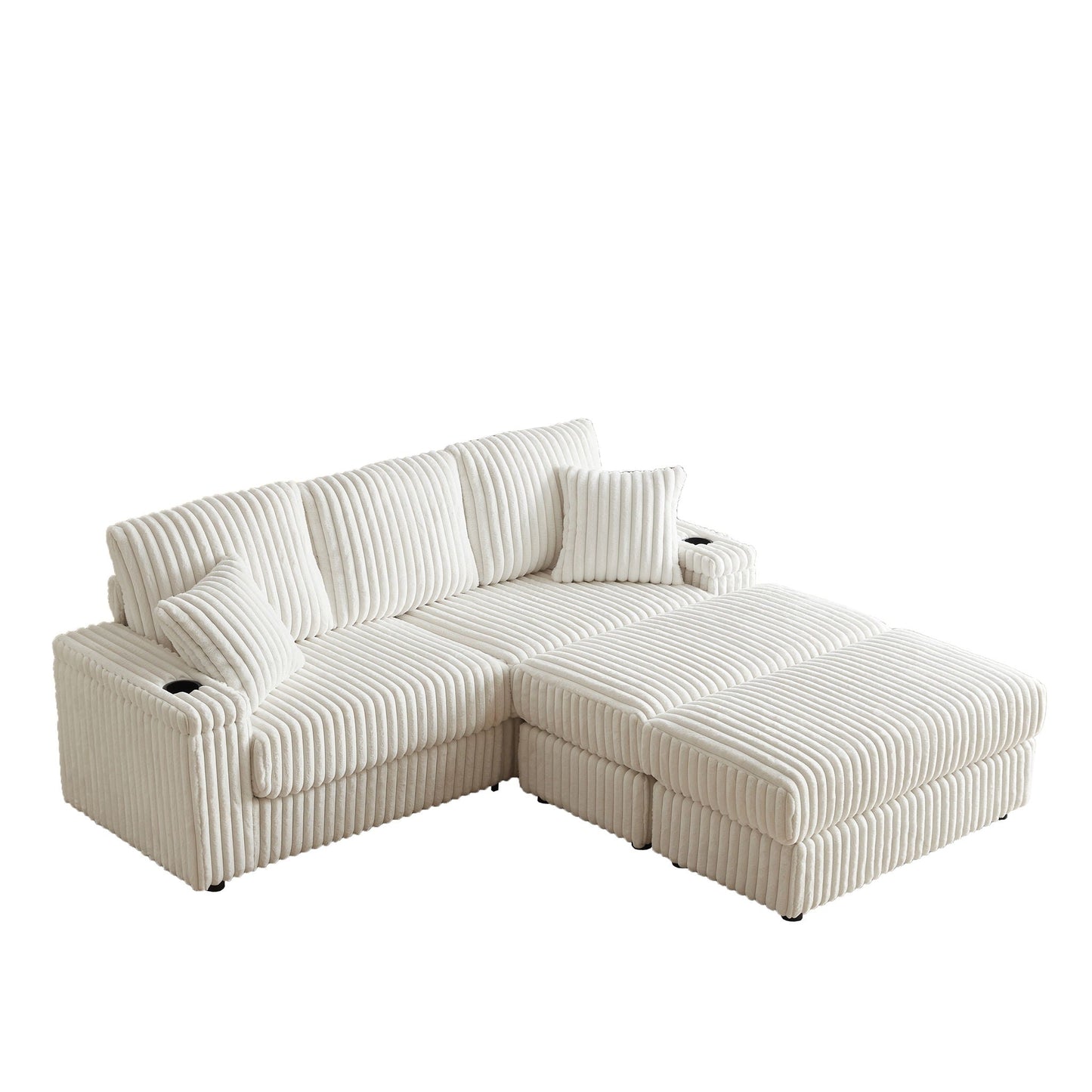 3 Seater Sofa With 2 Ottomans and Storage