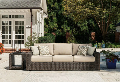 Coastline Bay brown wicker sofa with cushions by Unique Piece Furniture on Tampa Home & Garden Store