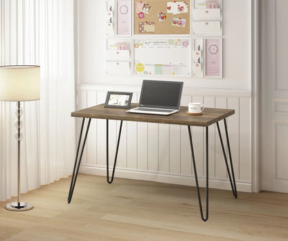Rustic Oak Desk in Taupe Finish with Sturdy Build